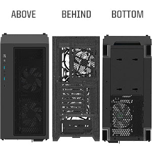 MU3-MN6 MUSETEX 6 PCS x ARGB Fans Voice Remote Control ATX Mid Tower 2 PCS x USB 3.0 Ports with Tempered Glass Panels Gaming Case（MU3-MN6）