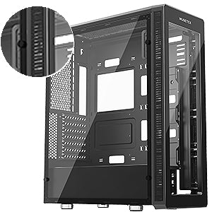 T400-S8 MUSETEX 8 PCS RGB Fans ATX Mid-Tower Case with 2 × USB 3.0, Computer PC Gaming Case with Remote Control, Tempered Glass Cooling System/Airflow/Cable Management (T400-S8)