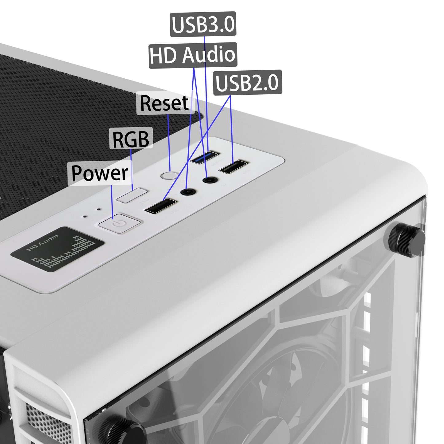 G05MN6-BB MUSETEX ATX Mid-Tower Computer Gaming Case with 6 PCS × 120mm LED ARGB Fans USB 3.0 Port Tempered Glass PC Chassis(G05MN6-BB)