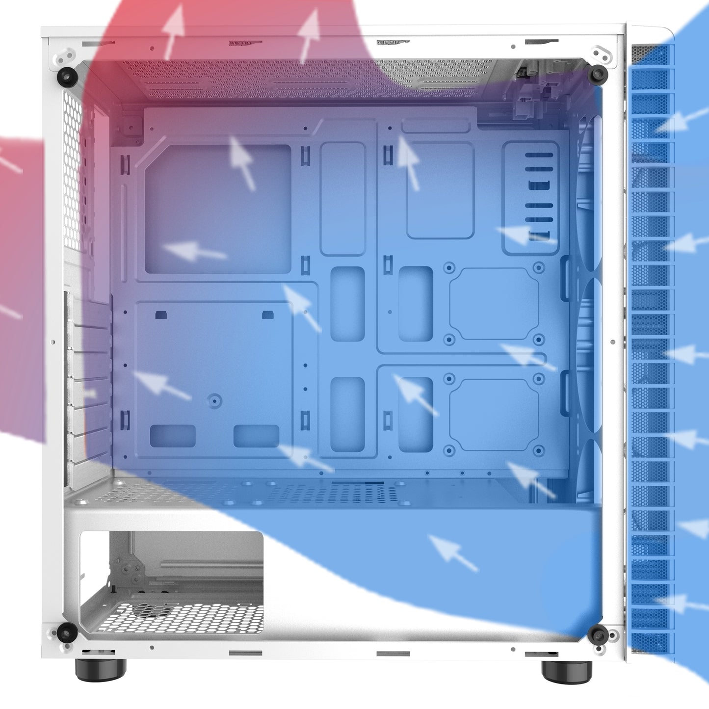 G05MN6-BB MUSETEX ATX Mid-Tower Computer Gaming Case with 6 PCS × 120mm LED ARGB Fans USB 3.0 Port Tempered Glass PC Chassis(G05MN6-BB)