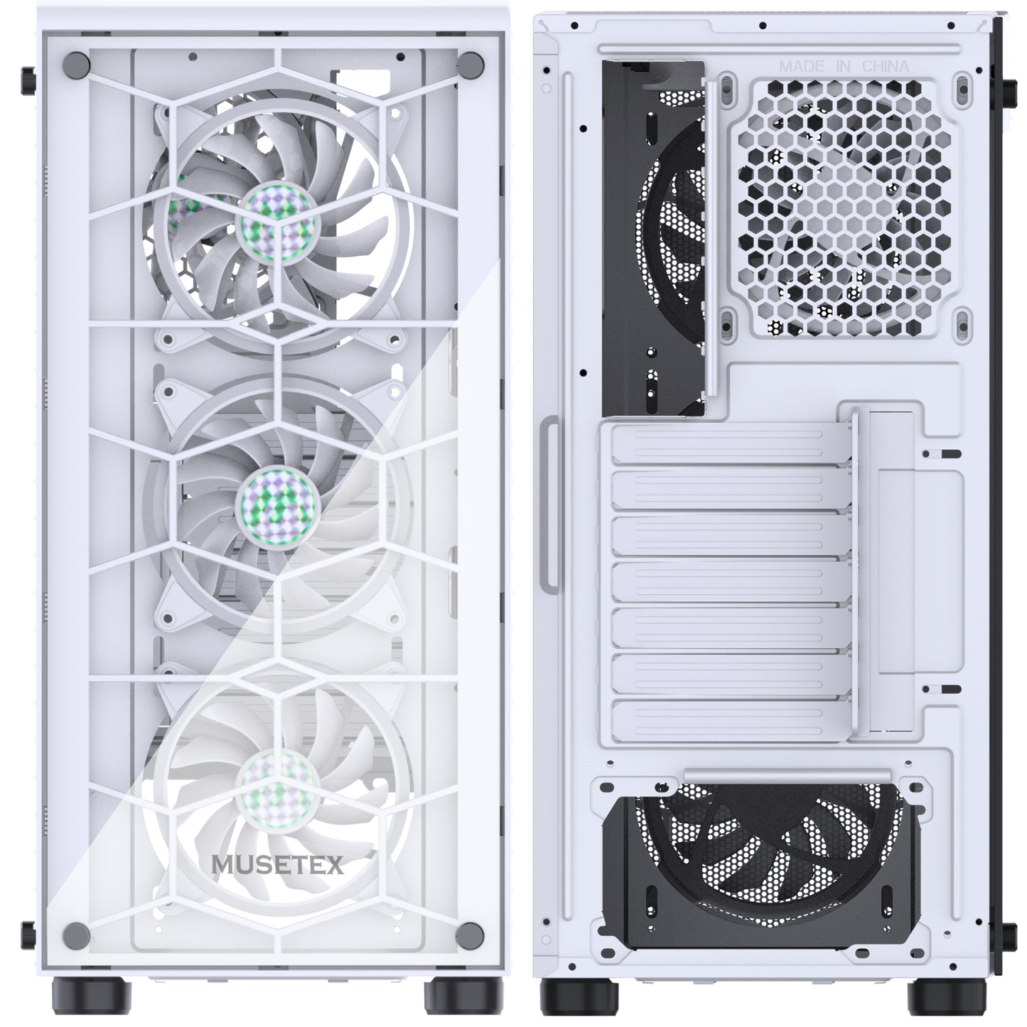 G05MN6-BB MUSETEX ATX Mid-Tower Computer Gaming Case with 6 PCS × 120mm LED ARGB Fans USB 3.0 Port Tempered Glass PC Chassis(G05MN6-BB)