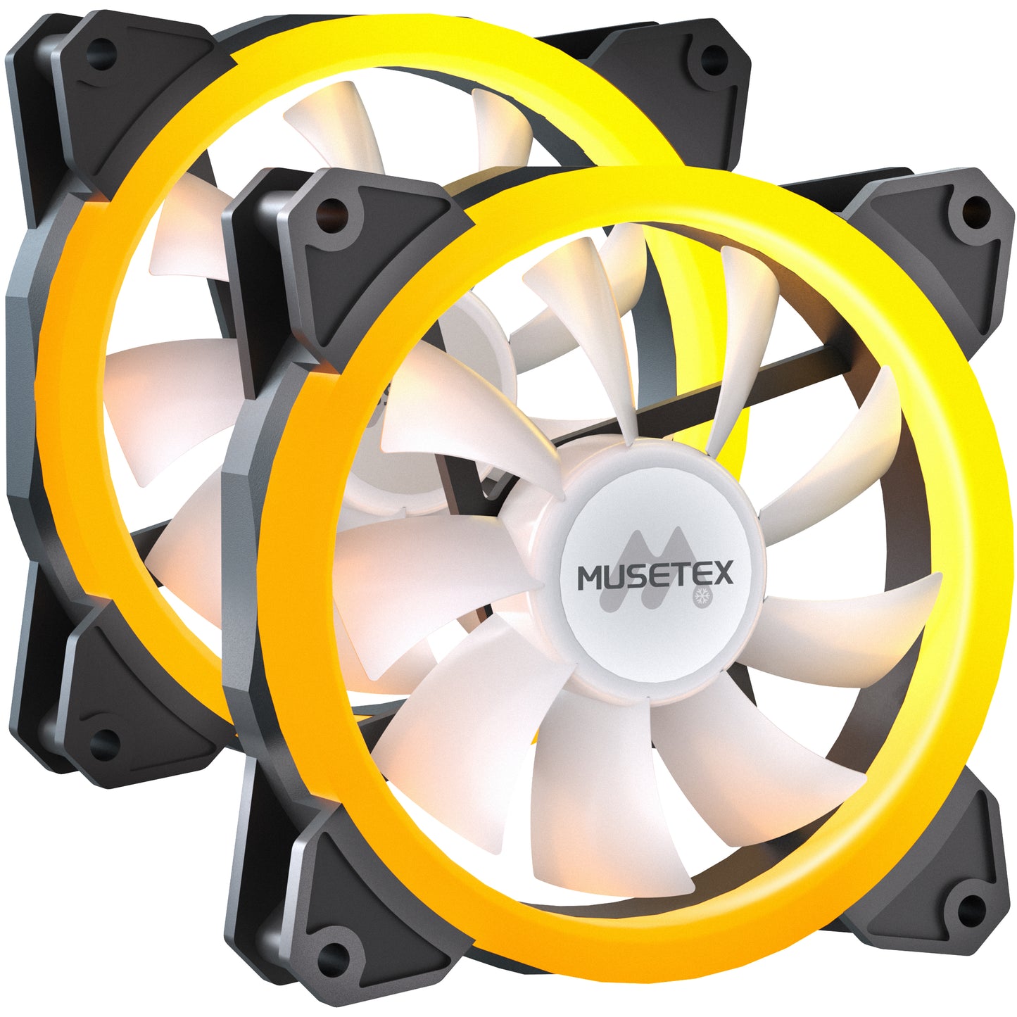 MUSETEX PC Fans, 120MM PWM Outer Ring ARGB Computer Case Fans, Adjustable Speed, Customizable Lighting, Excellent Cooling Performance, Black, Pack of 2, HF(Estimated Arrival in 5-8 Days)