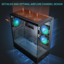 K2 MUSETEX ATX PC Case, 6 PWM ARGB Fans Pre-Installed 270° Full view