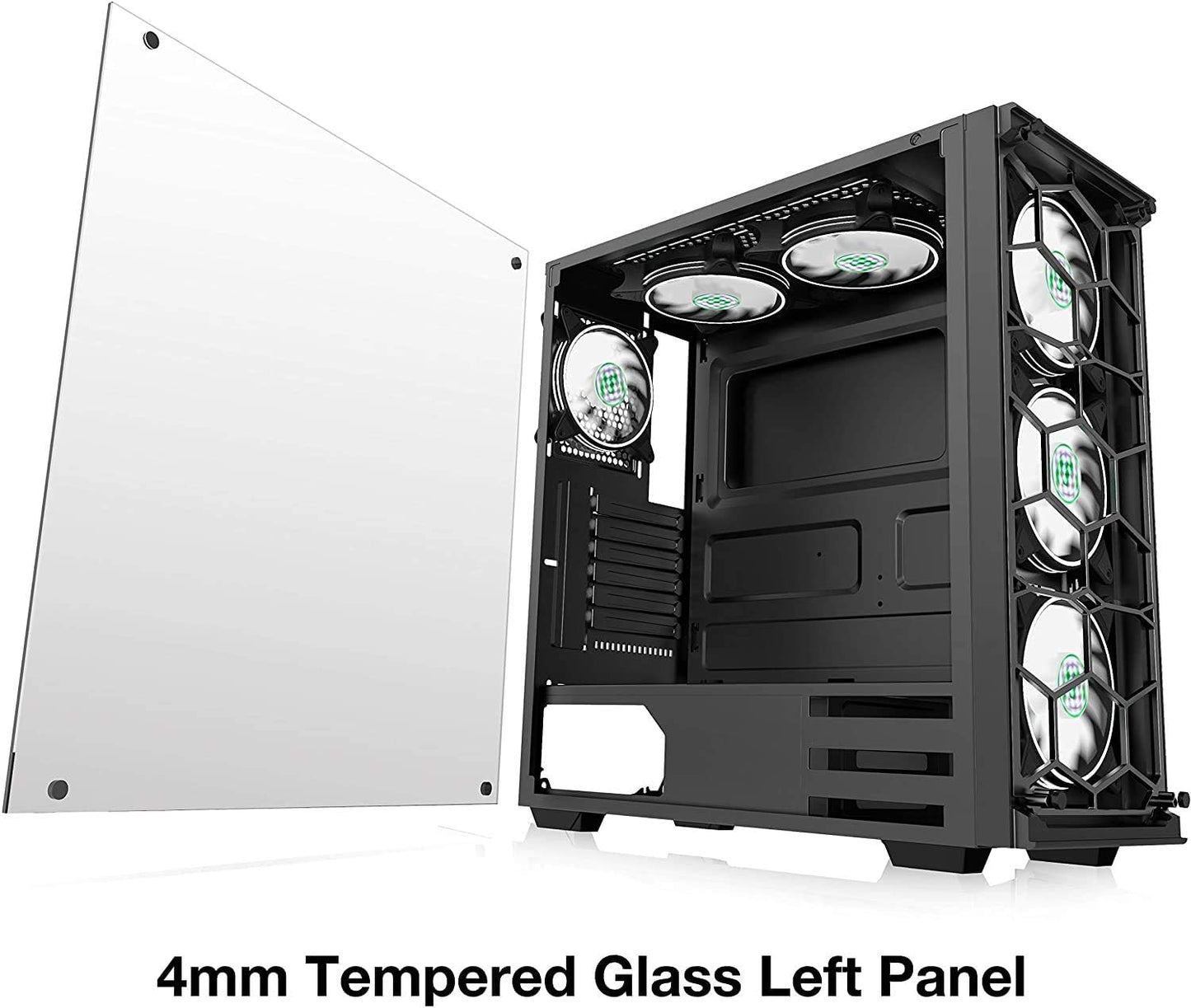 907WM6 MUSETEX ATX Mid-Tower PC Gaming Case with 6 PCS x ARGB Fans Voice Control Pre-Installed and USB 3.0 Port Tempered Glass Panels Computer Chassis (907WM6)