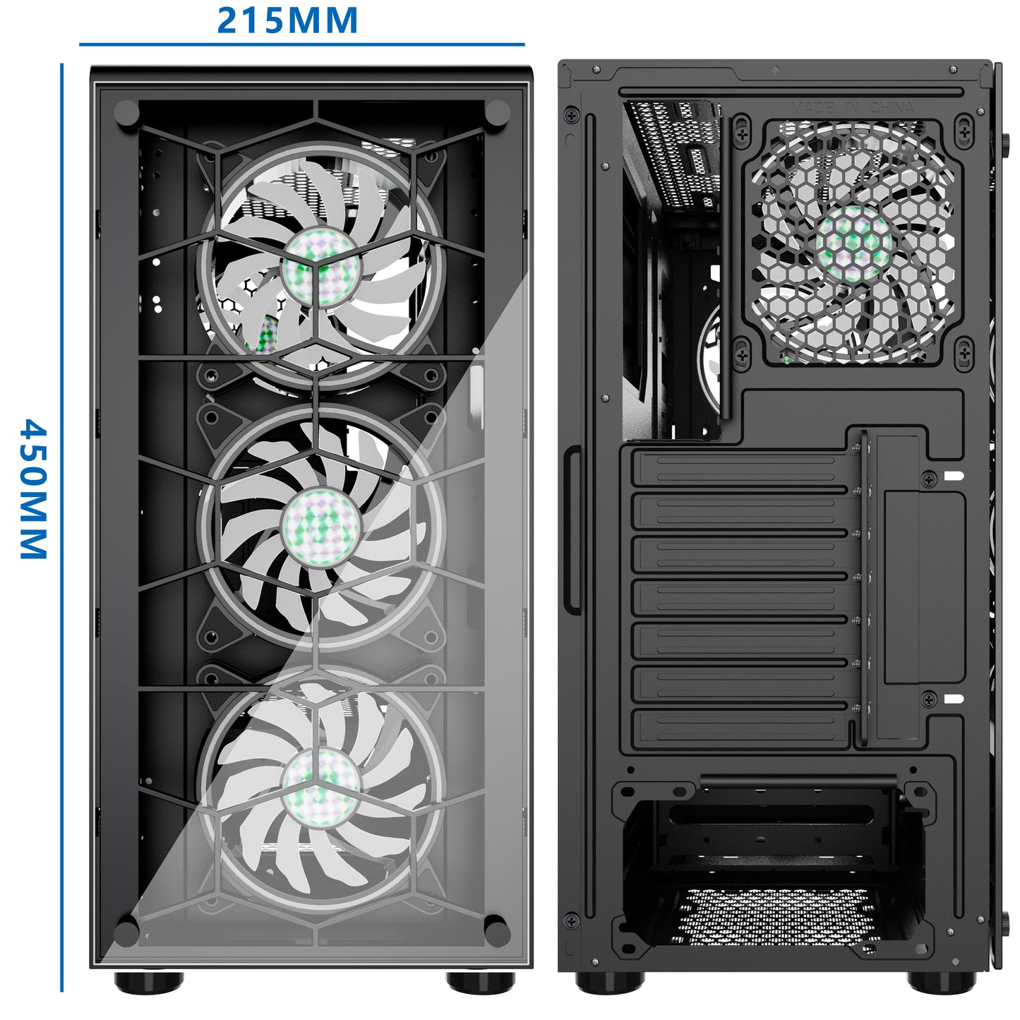 G06S4 MUSETEX ATX Mid-Tower Chassis Gaming PC Case 4 ARGB Fans Pre-Installed (Up to 6 Fans), 2 Translucent Tempered Glass USB 3.0 Cable Management/Airflow Gaming Style Computer Case（G06S4）