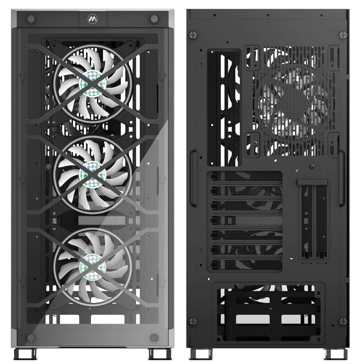 BX6-MD6 MUSETEX Mid-Tower ATX PC Case with 6pcs 120mm ARGB Fans, Mesh Computer Gaming Case, Opening Tempered Glass Side Panels, USB 3.0 x 2, Black, TW8-S6-B (BX6-MD6)