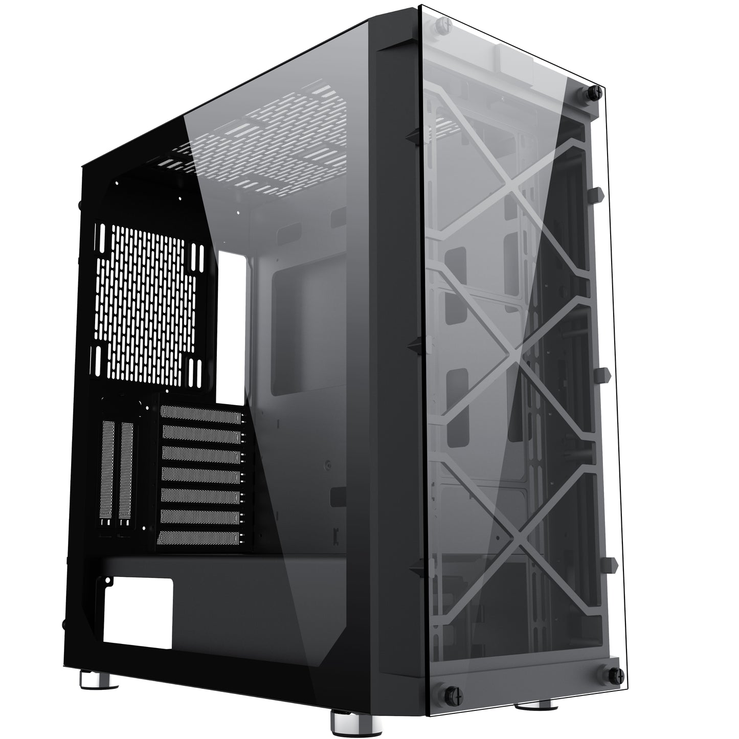 BX6-MD6 MUSETEX Mid-Tower ATX PC Case with 6pcs 120mm ARGB Fans, Mesh Computer Gaming Case, Opening Tempered Glass Side Panels, USB 3.0 x 2, Black, TW8-S6-B (BX6-MD6)