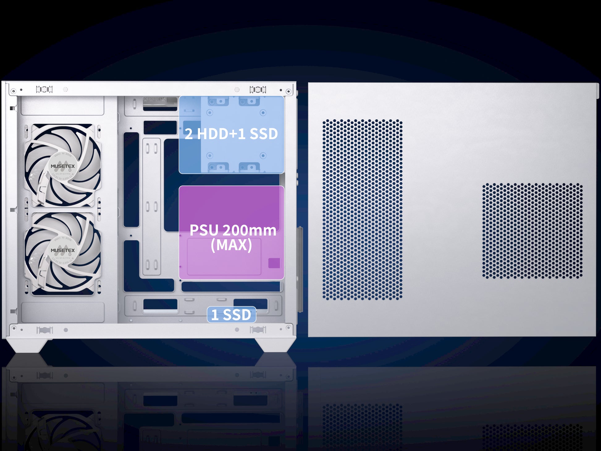 MUSETEX Boitier PC ATX pré-installé avec 6 Ventilateurs PWM ARGB
