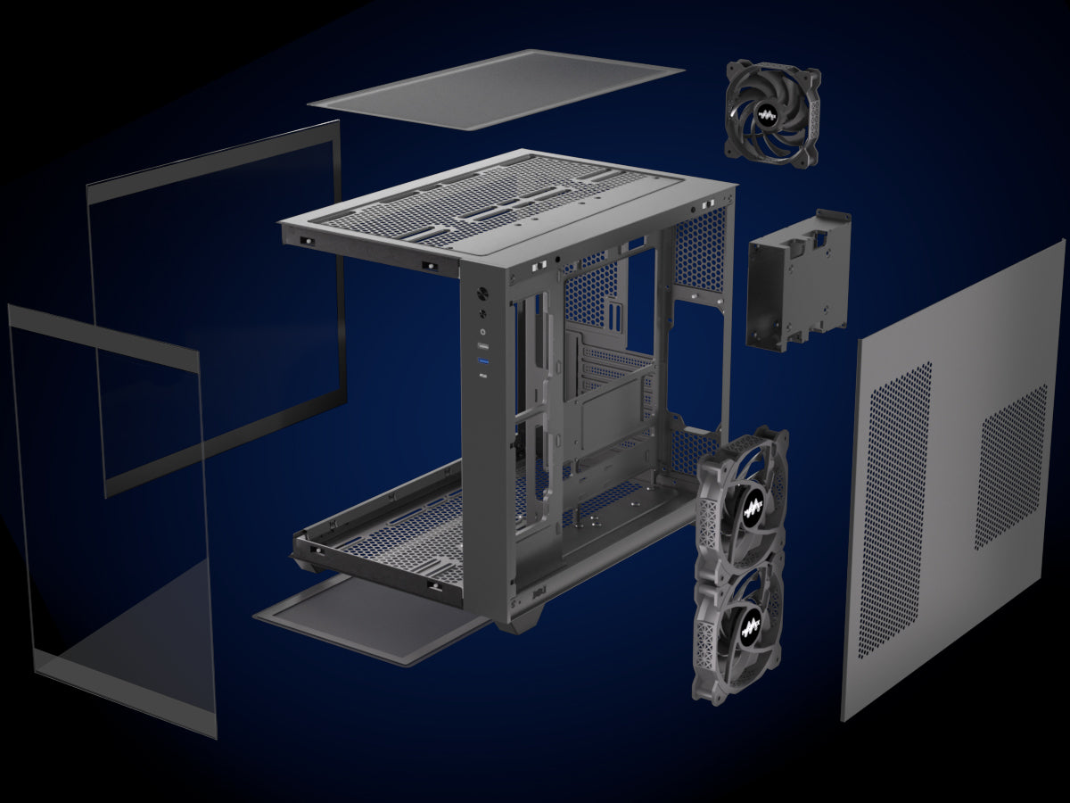 Y6-3-B MUSETEX ATX PC Case, 3 X 120mm Fans Pre-Installed, 360MM RAD Su